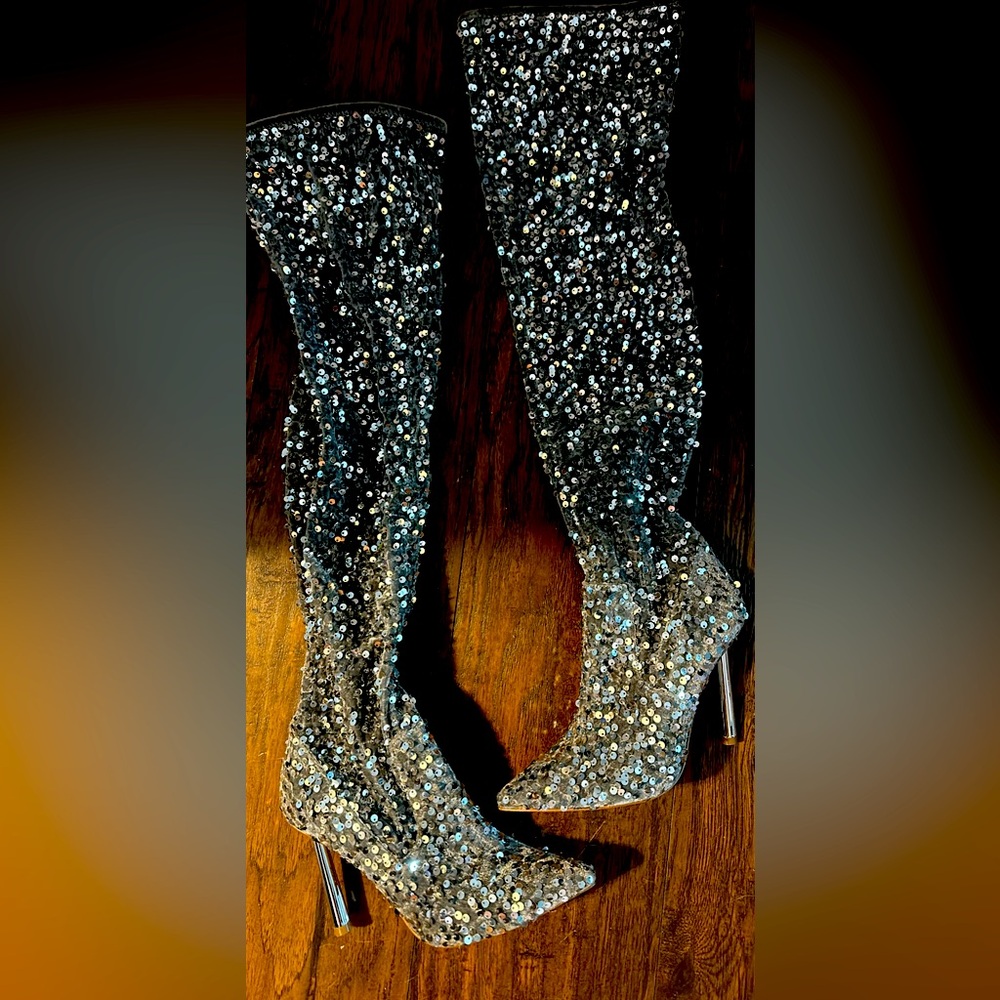Beautiful glittery over the knee stiletto heels